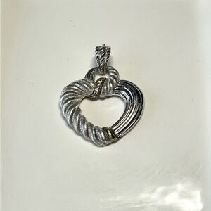 Judith Ripka 925 Two Tone Heart Pendant With CZ Stones